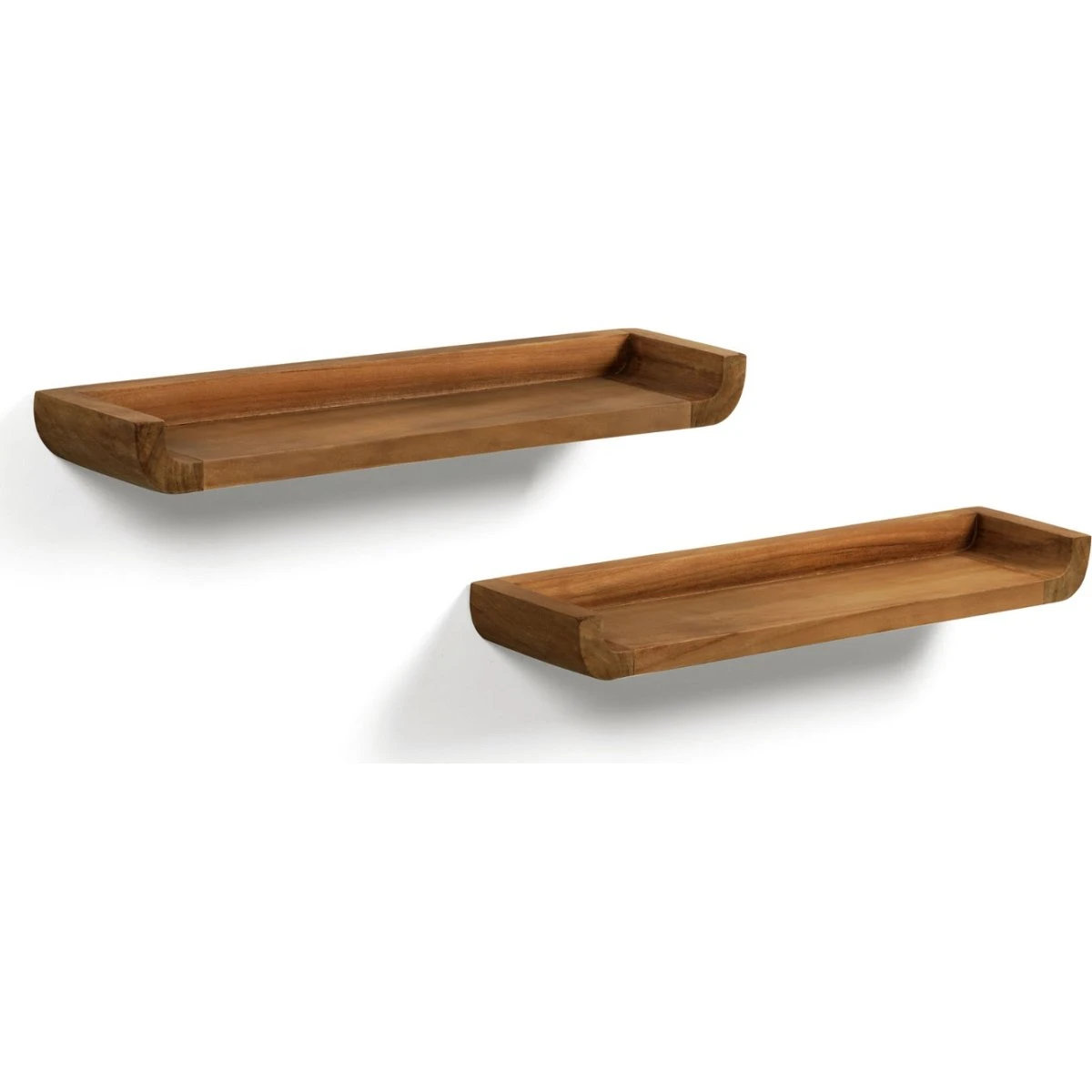 Kave Home Shamel væghyldesæt i massiv teak, 2 stk. (50x12x5 cm)