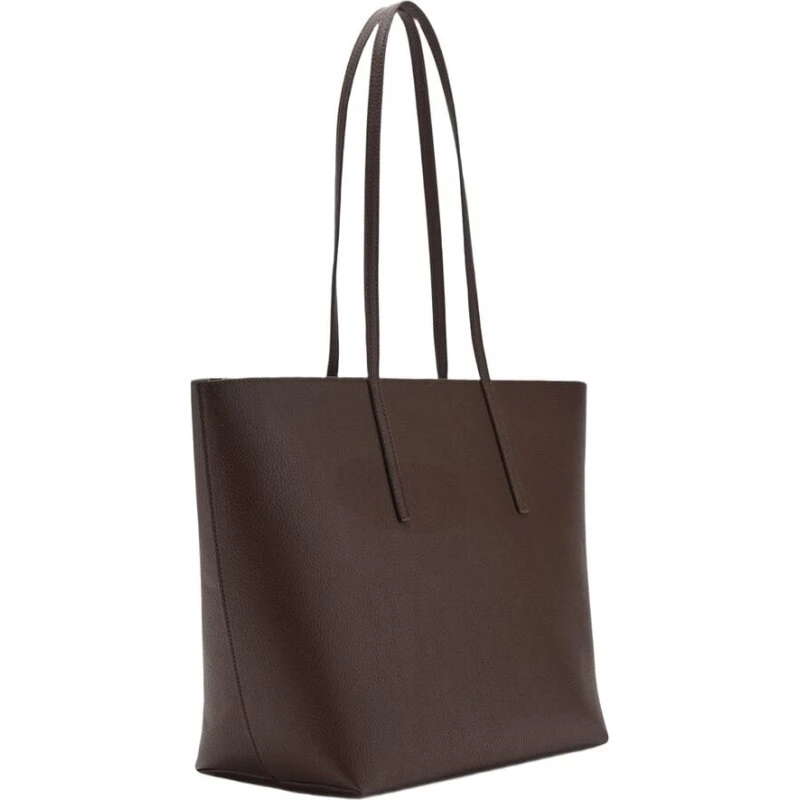 Mango Shopper med dobbelt håndtag - mørkebrun