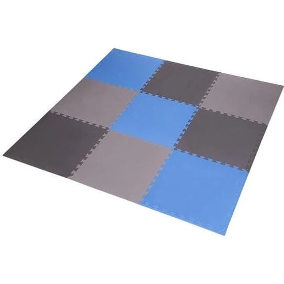 One Fitness MP10 Puslemåtte Multipakke Blå-Grå 10mm 9 stk.