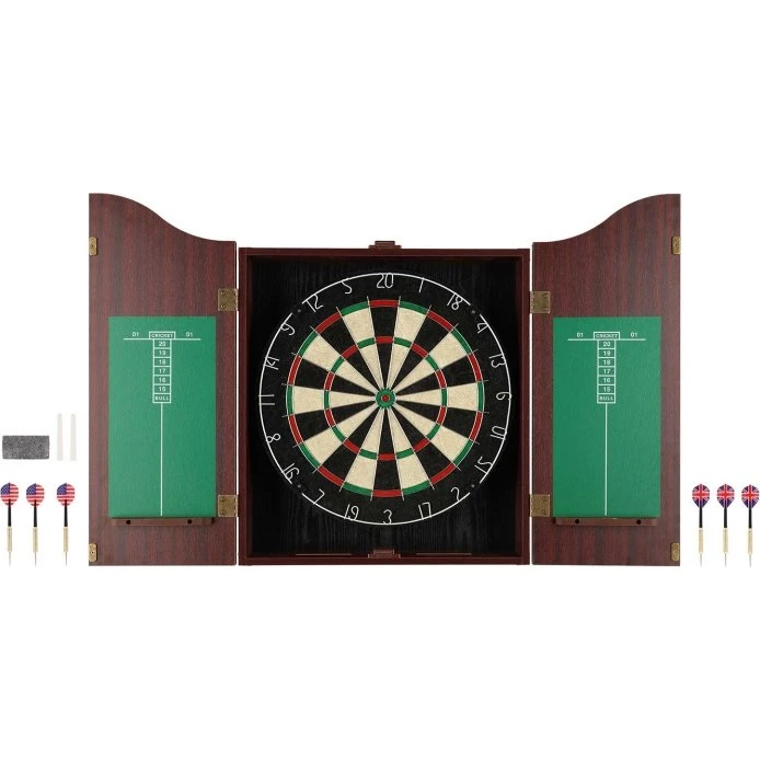 Atom Dartskiveskabssæt med sisal-dartbord og tilbehør