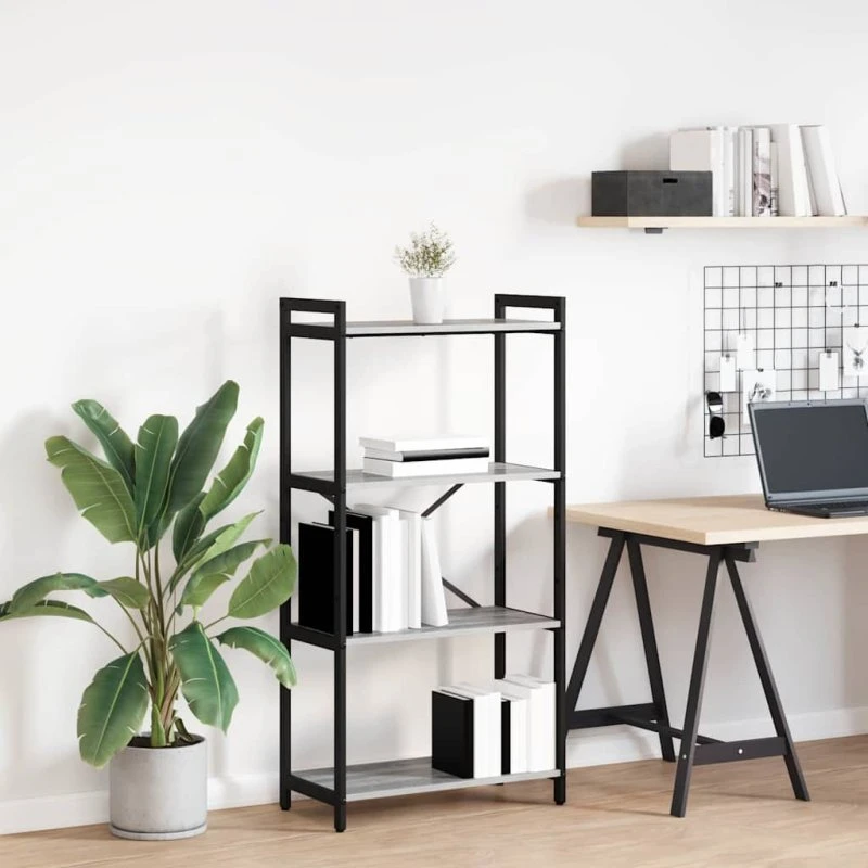 Bogreol 40x30x85 cm - Grå Sonoma-eg