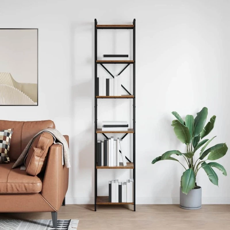 Bogreol i gammelt look 40x30x189,5 cm – industrielt træ