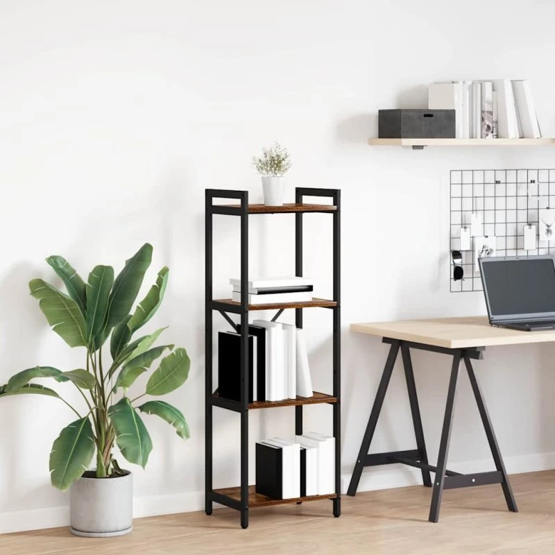 Bogreol Røget eg 40x30x85 cm – Industrielt konstrueret træ