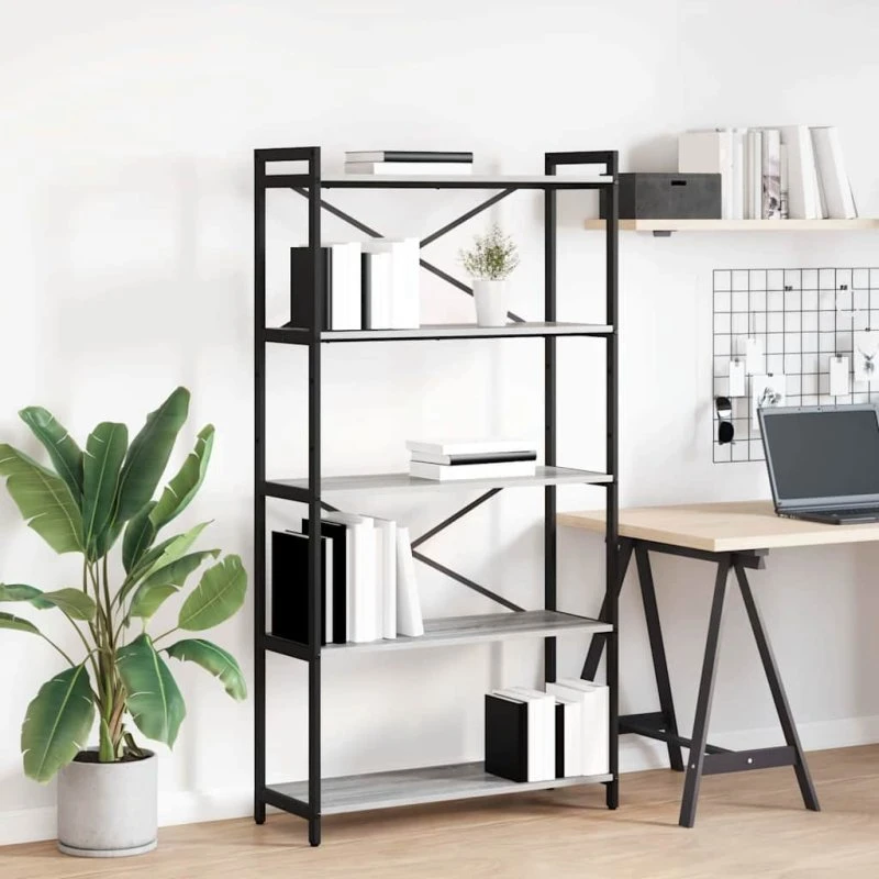 Bogreol 80x30x155 cm - Grå Sonoma-eg, konstrueret træ