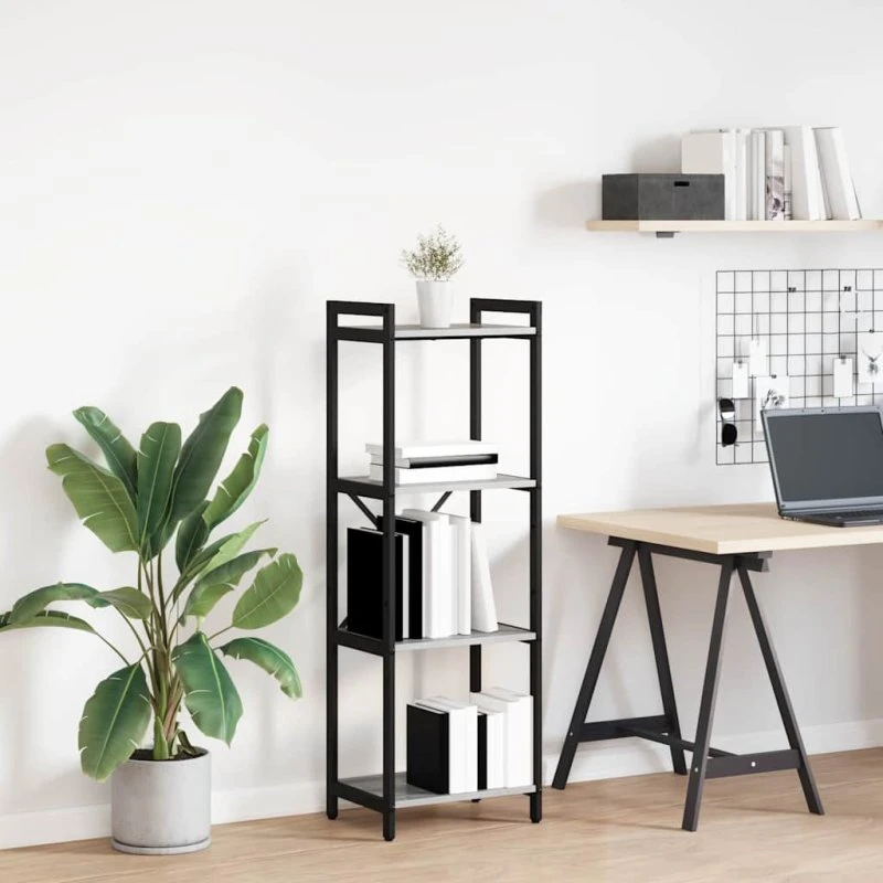 Bogreol i grå Sonoma-eg 40x30x85 cm – industrielt look