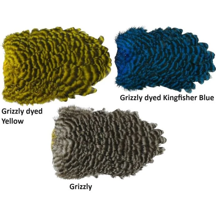 Whiting 4 B's Hen Saddle Grizzly - Kingfisher Blue