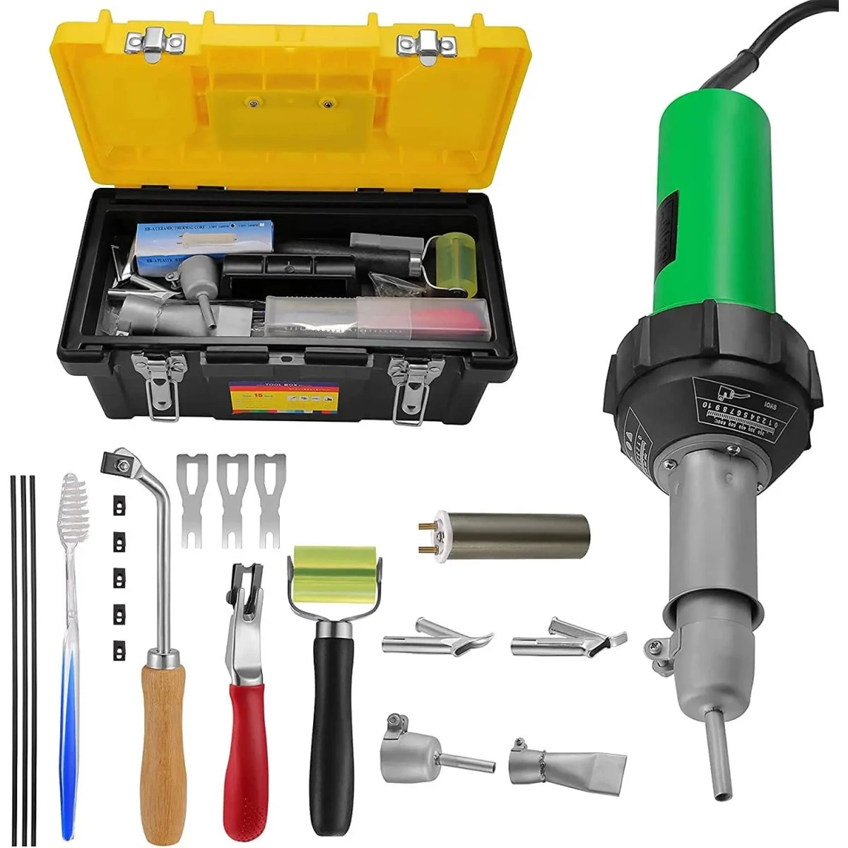Plastsvejser Varmluftpistol 1600W 20–600°C - 21-delt sæt