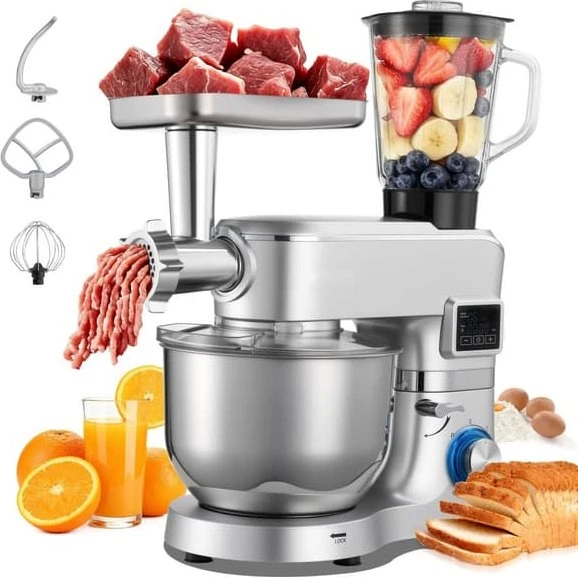 5-i-1 Køkkenmaskine med blender og røremaskine - 1500W - Sølv