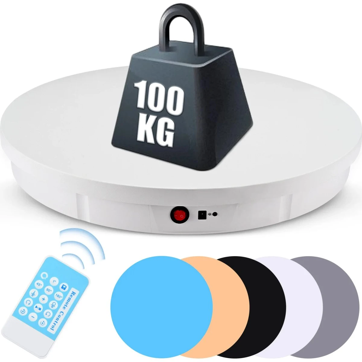 Elektrisk 360° roterende displaystander - 50 cm - Hvid