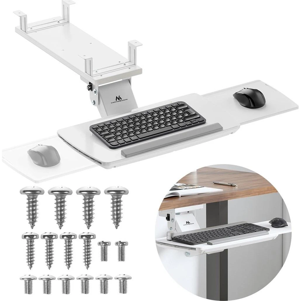 Maclean MC-156 W Tastaturholder under skrivebord - Hvid