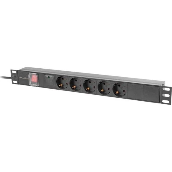 Lanberg Strømfordelingsenhed 5-stik 16A Sort 2m 1U 19"