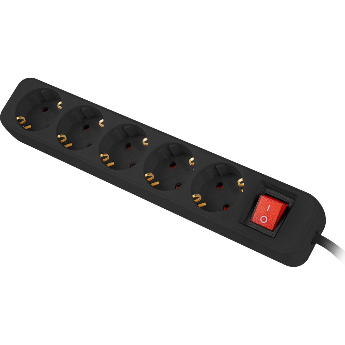 Lanberg PS1-05F-0300-BK Stikdåse 5-stik 10A Sort 3m