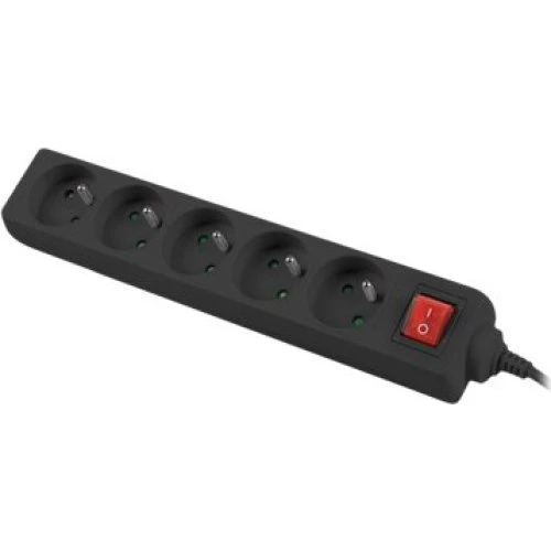 Lanberg PS1-05E-0300-BK Stikdåse 5-stik 10A Sort 3m