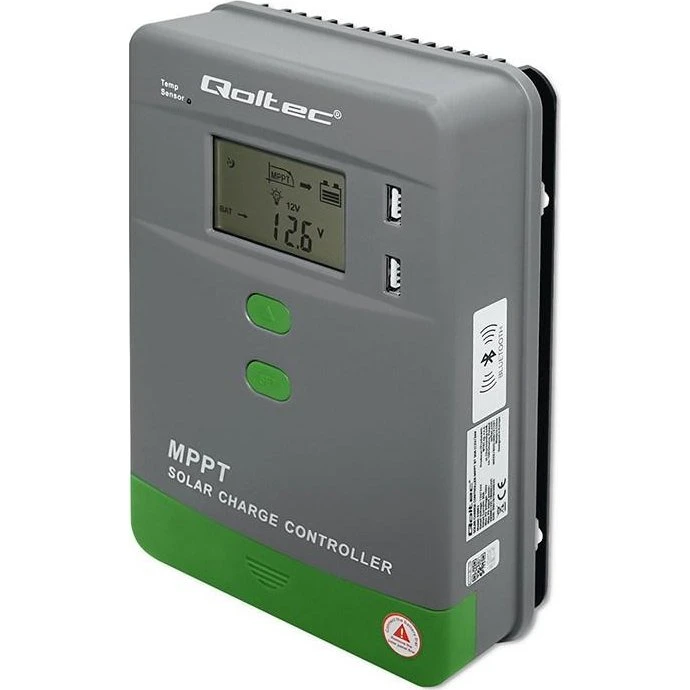 Qoltec MPPT Solcelleregulator med temperatursensor, 30A, 100V