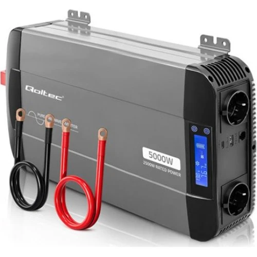Qoltec DC til AC Inverter 5000W - 12V til 230V - Sort/Grå