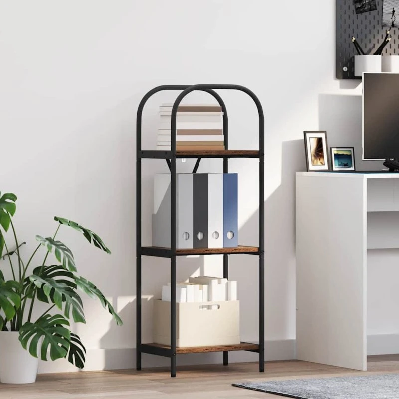 Bogreol i konstrueret 'gammelt træ' 40x30x109 cm