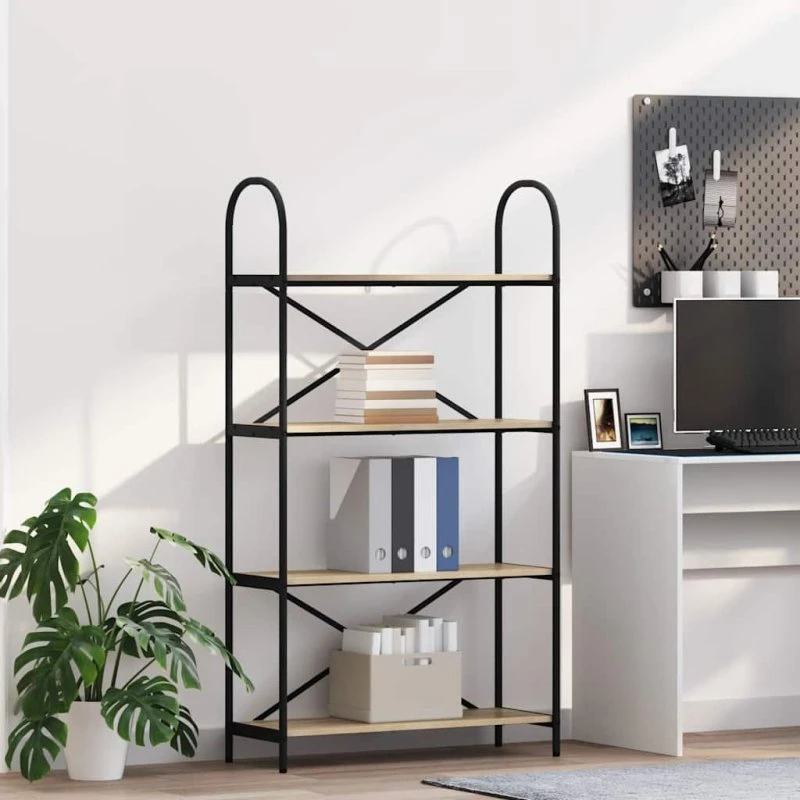 Bogreol Sonoma eg 80x30x146 cm – Sort ramme