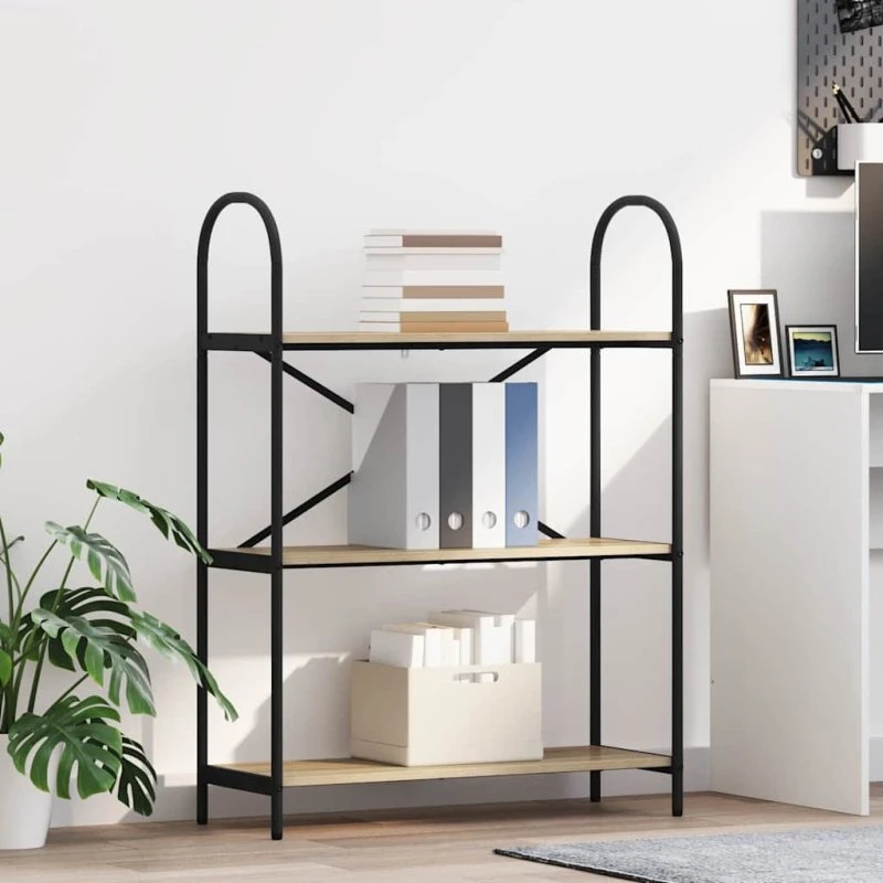 Bogreol Sonoma eg 80x30x109 cm – sort stålramme