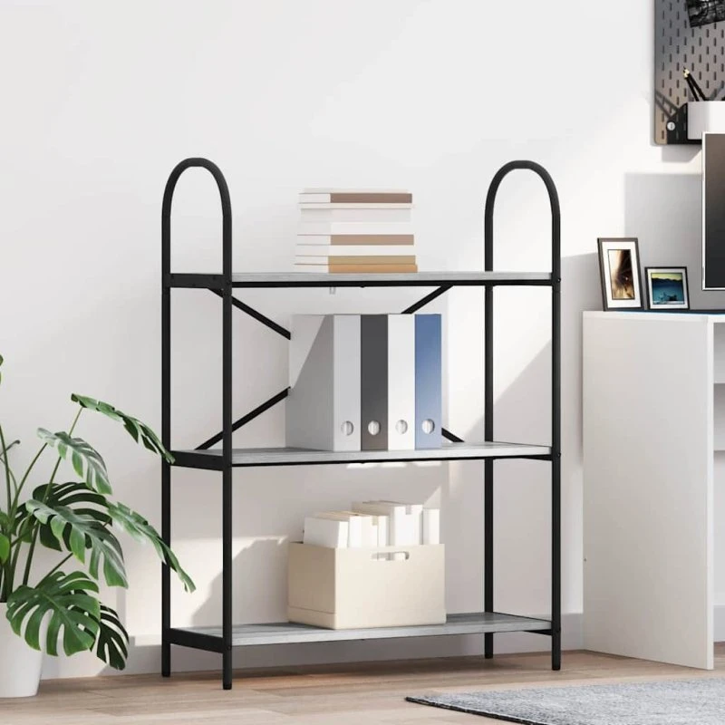 Bogreol Grå Sonoma 80 x 30 x 109 cm – Stålramme