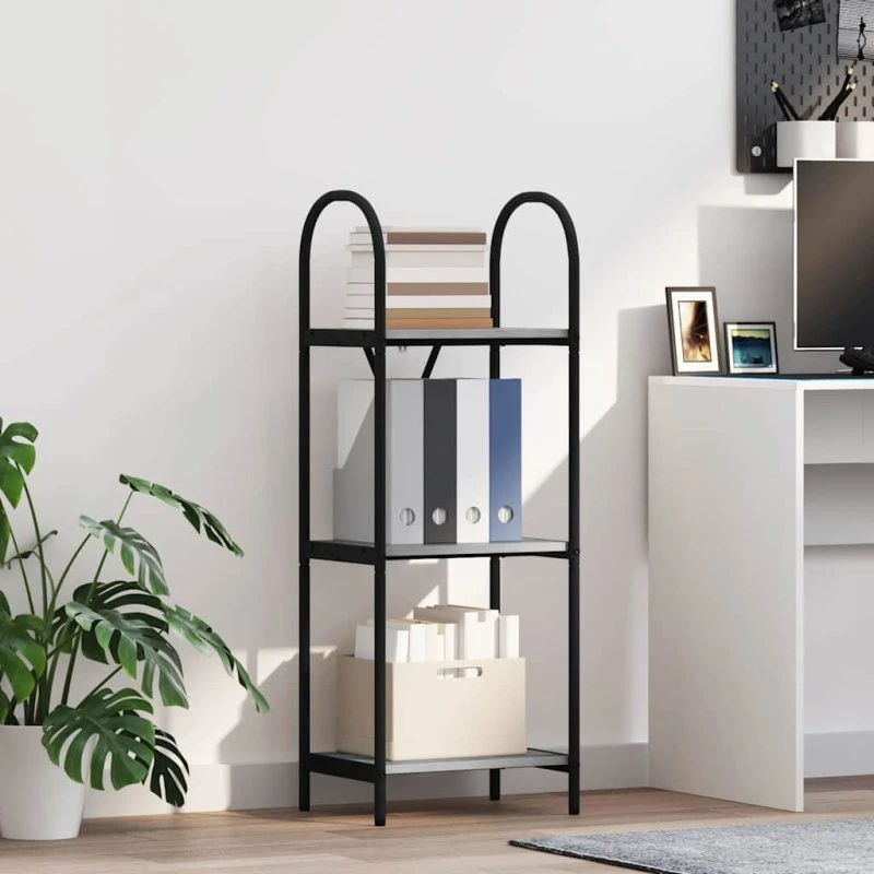 Bogreol Grå Sonoma 40x30x109 cm - Konstrueret træ & stål