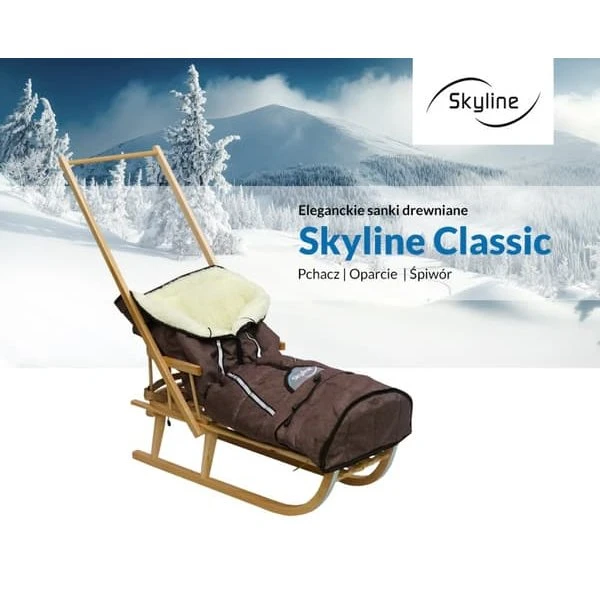 Skyline Klassisk Trækælke med ryglæn, skubber og sovepose