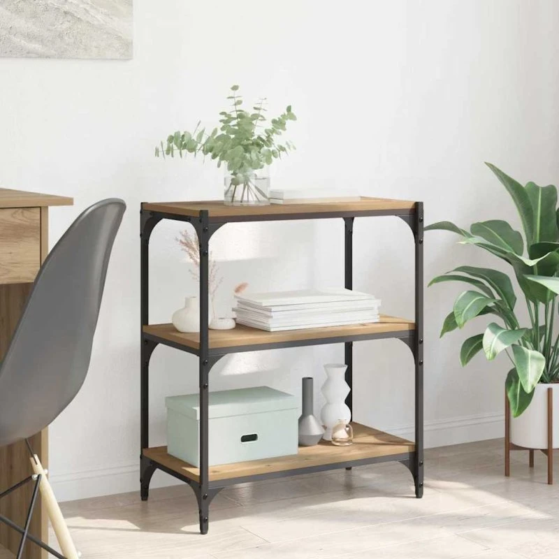 Bogskab Artisan i eg & sort jern 60×33×70,5 cm