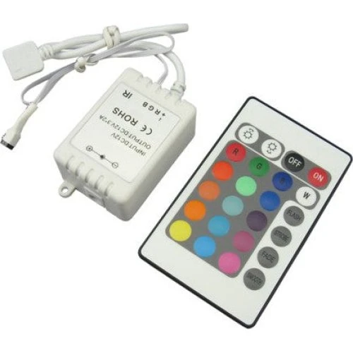 RGB kontroller med fjernbetjening - 12V, infrarød, 60W