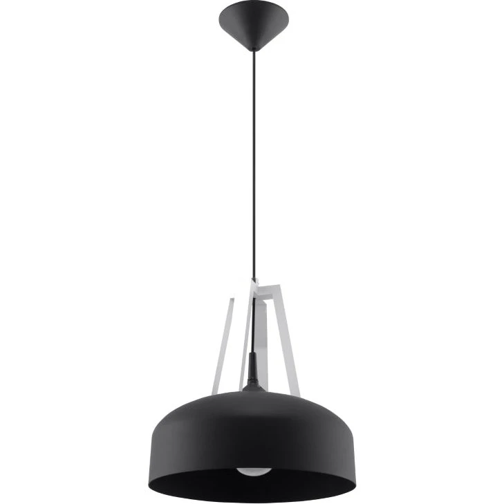 CASCO Pendellampe sort/hvid - Moderne kuppel i stål og træ