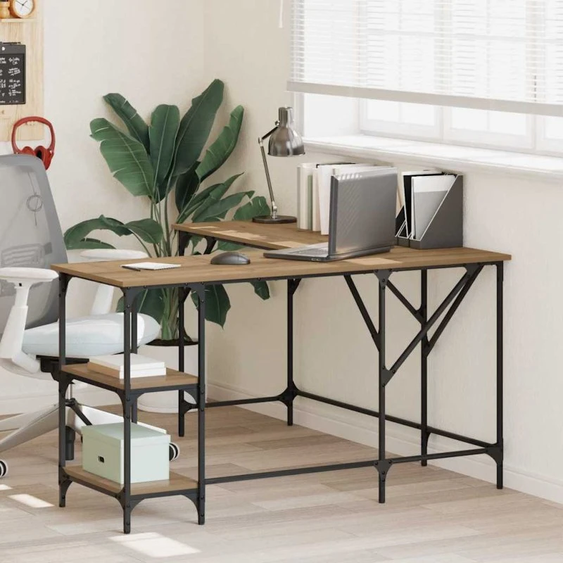 Artisan L-skrivebord i egetræ 139x139x75 cm