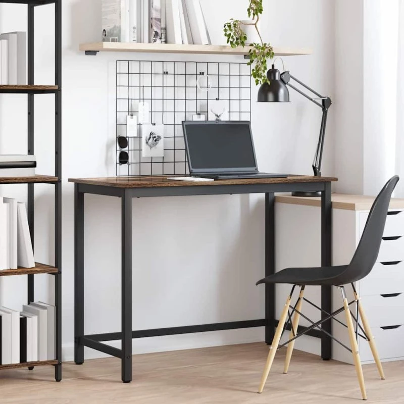 Skrivebord røget eg 80x50 cm – ingeniørtræ & stål