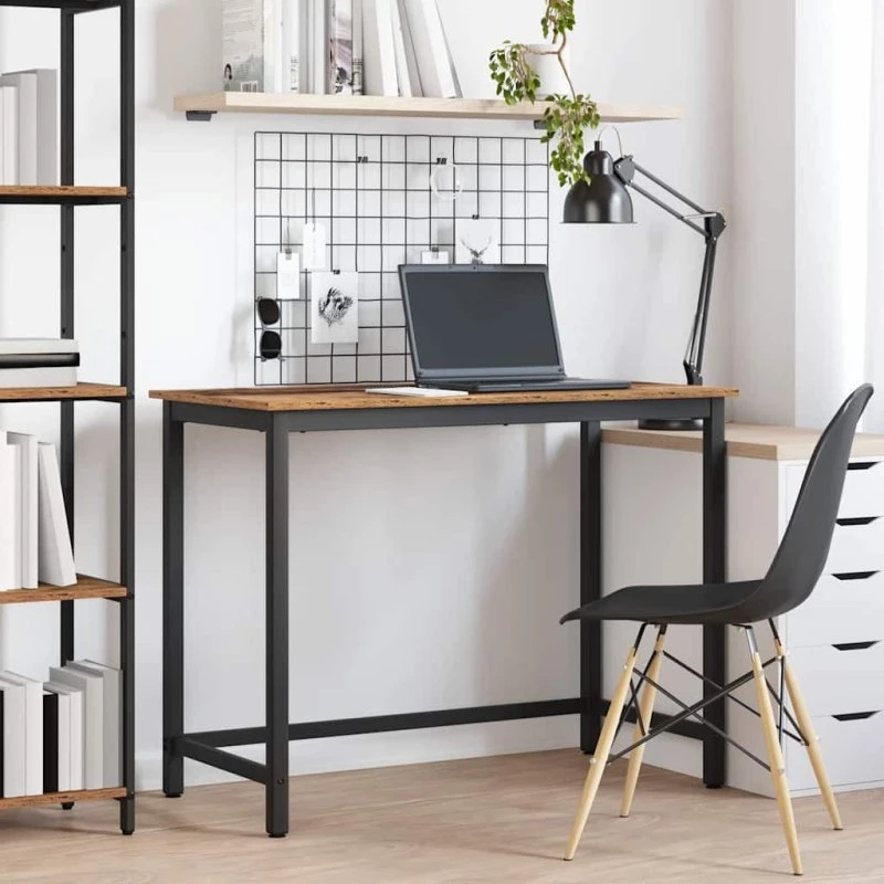 Skrivebord gammelt træ og stål 80x50x76,5 cm