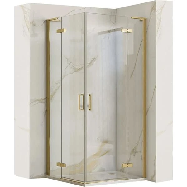 Rea Hugo Brusekabine 80x80 Børstet Guld 78x78x200,5cm