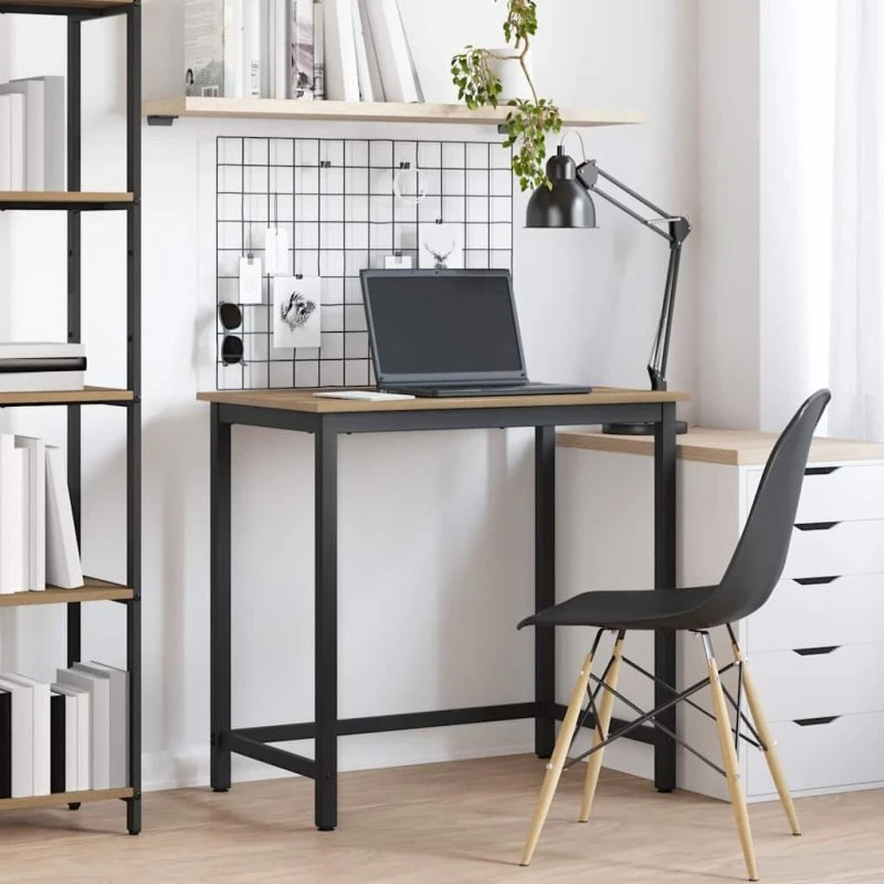 Artisan skrivebord i egetræ 100x50x76,5 cm - stålramme