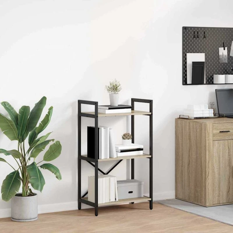 Bogreol Sonoma eg 56x34x96 cm – Industriel, konstrueret træ