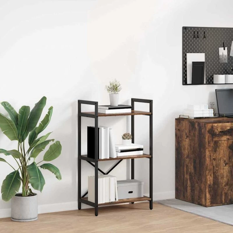 Bogreol røget eg 56x34x96 cm – industrielt design