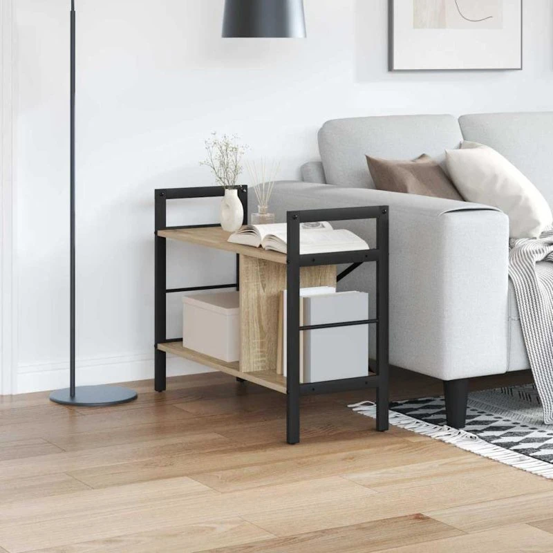 Bogreol Sonoma eg 75×30×58,5 cm – Industriel stål & træ