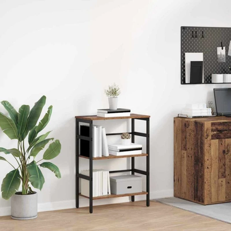 Industriel bogreol i konstrueret træ 60x29,5x81 cm