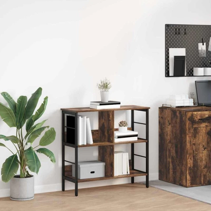 Bogreol i røget eg 82x32x79 cm – industrielt design