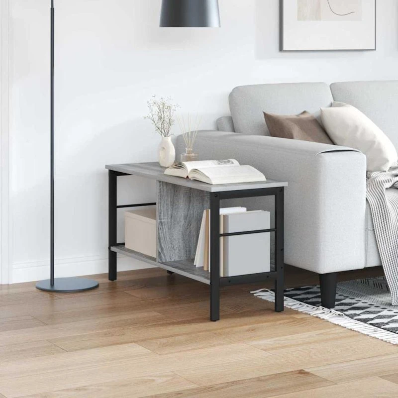 Bogreol Grå Sonoma 82x32x47 cm – Industrielt konstrueret træ