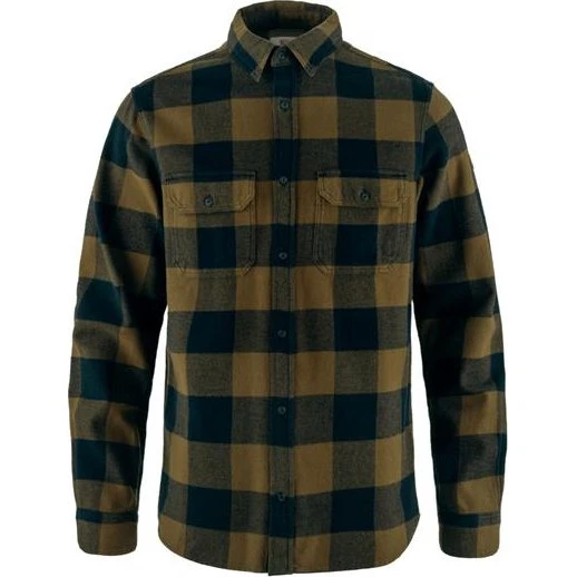 Fjällräven Övik Heavy Flannel Skjorte - Wood Brown/Dark Navy