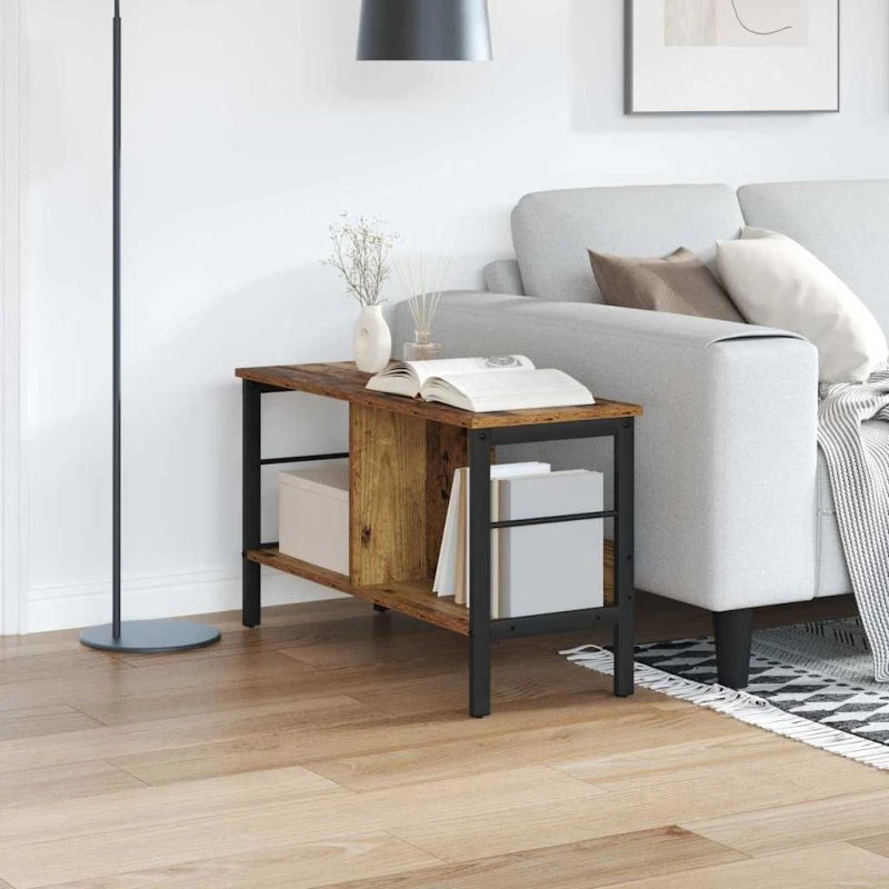 Industriel Bogreol i Gammelt Træ 82x32x47 cm