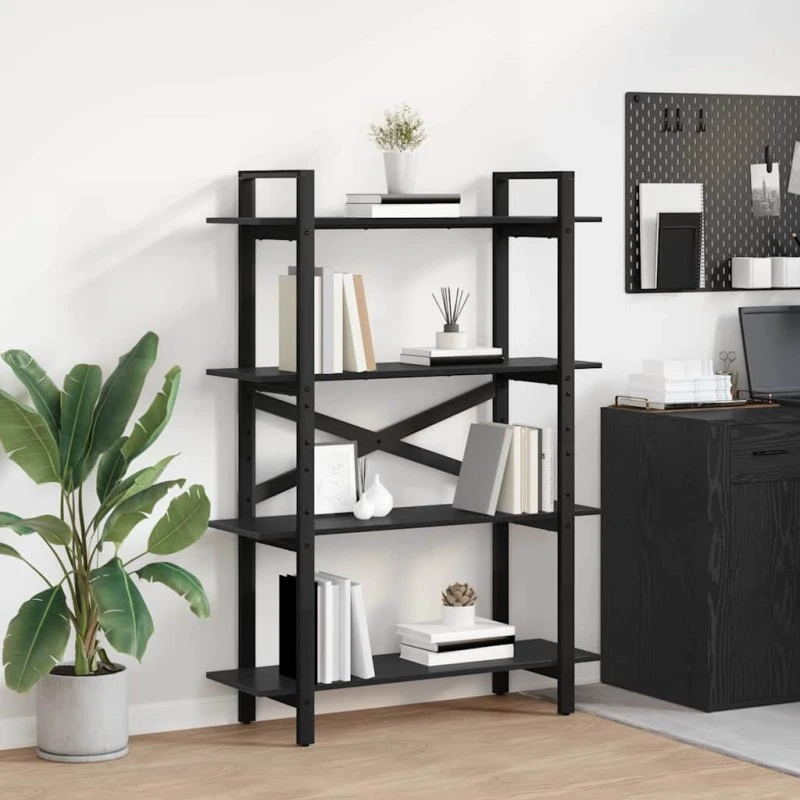 Industriel Bogreol i Sort Eg 100x33,5x140 cm