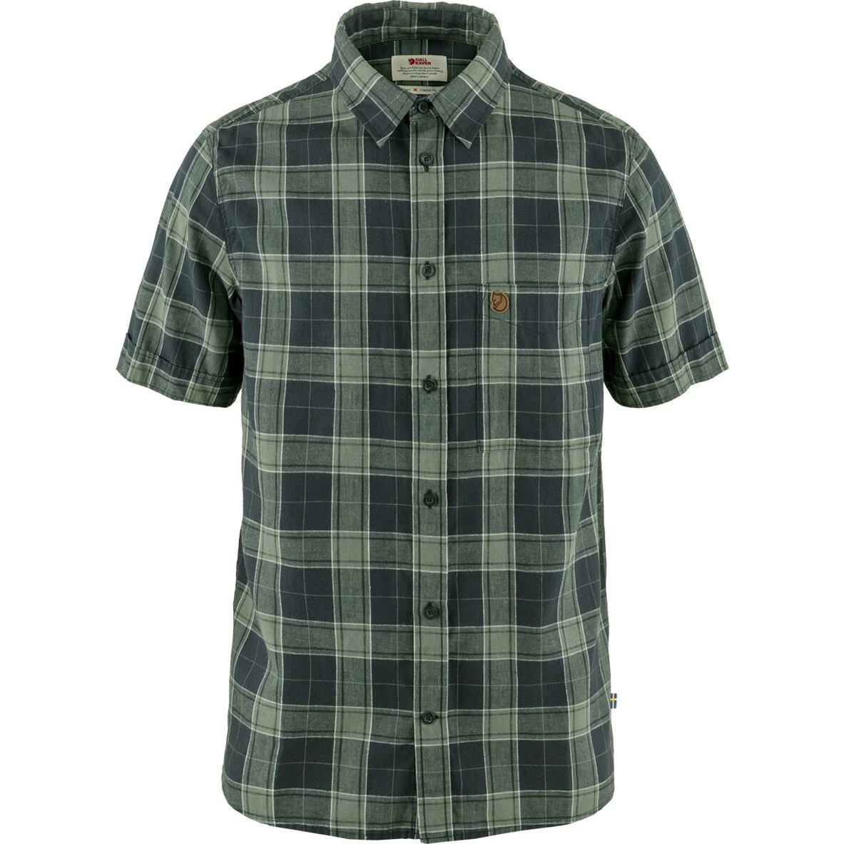Fjällräven Övik Travel Shirt SS - Dark Navy/Patina Green, M