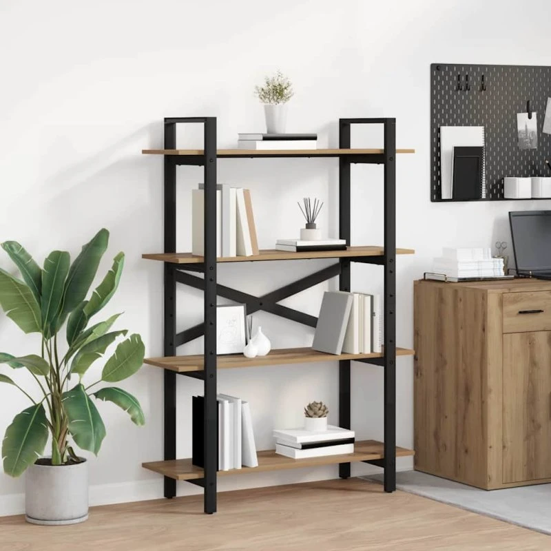 Artisan Egetræ Bogreol 100x33,5x140 cm – Industriel