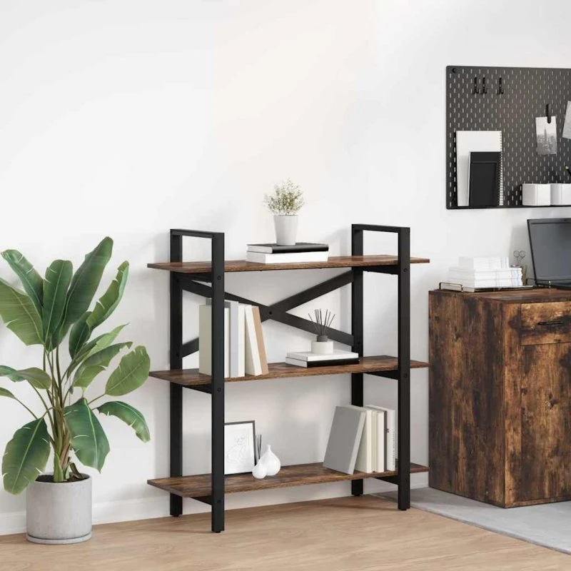 Industribogreol i røget eg 100 x 33,5 x 102 cm