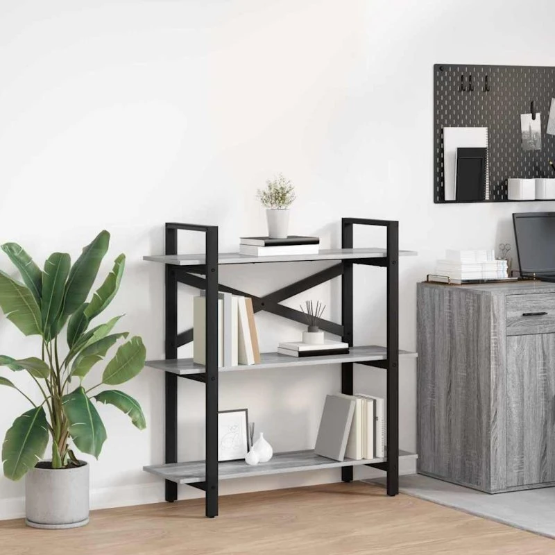 Bogreol Grå Sonoma 100x33,5x102 cm – Industriel