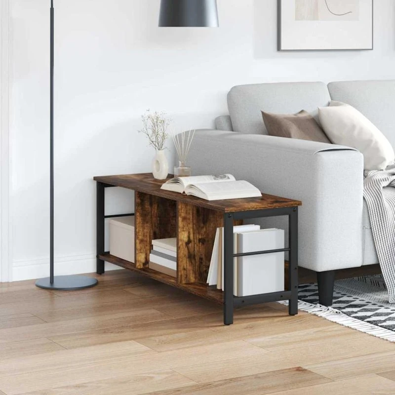 Bogreol i røget eg 102 x 32 x 40,5 cm – industrielt design