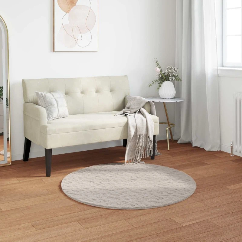 Faux Kanin Pels Tæppe Ø100 cm – Olite Beige