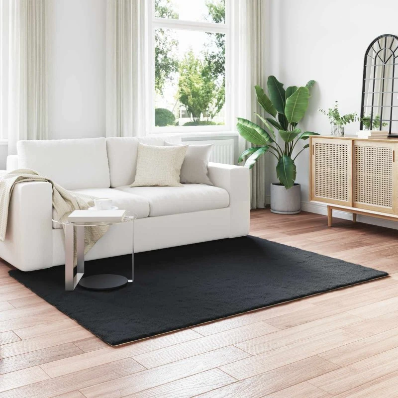 Faux Kaninpels Tæppe Olite 160x230 cm – Sort