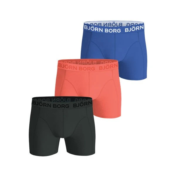 Björn Borg Cotton Stretch Boxers 3-pak, Blå/Sort/Orange, XXL